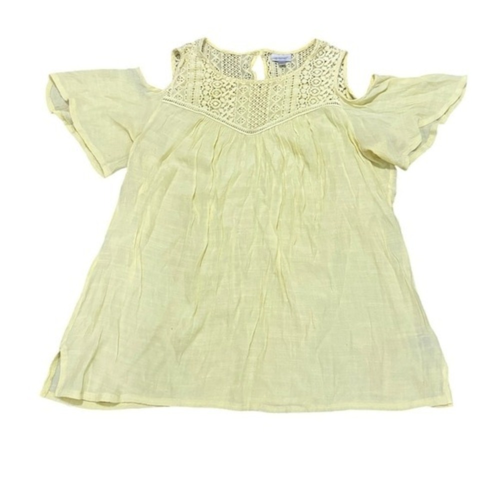 Avenue Yellow Cold Shoulder Lace Yoke Blouse Top 18/20 (US Plus Size‎ 2XL)